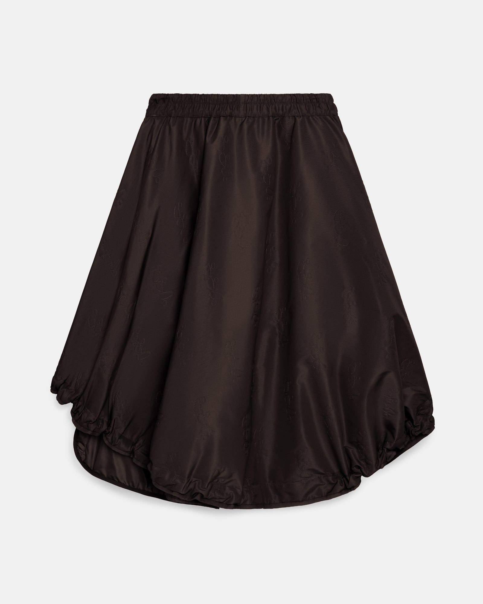 Brown Quilted Puff Skirt