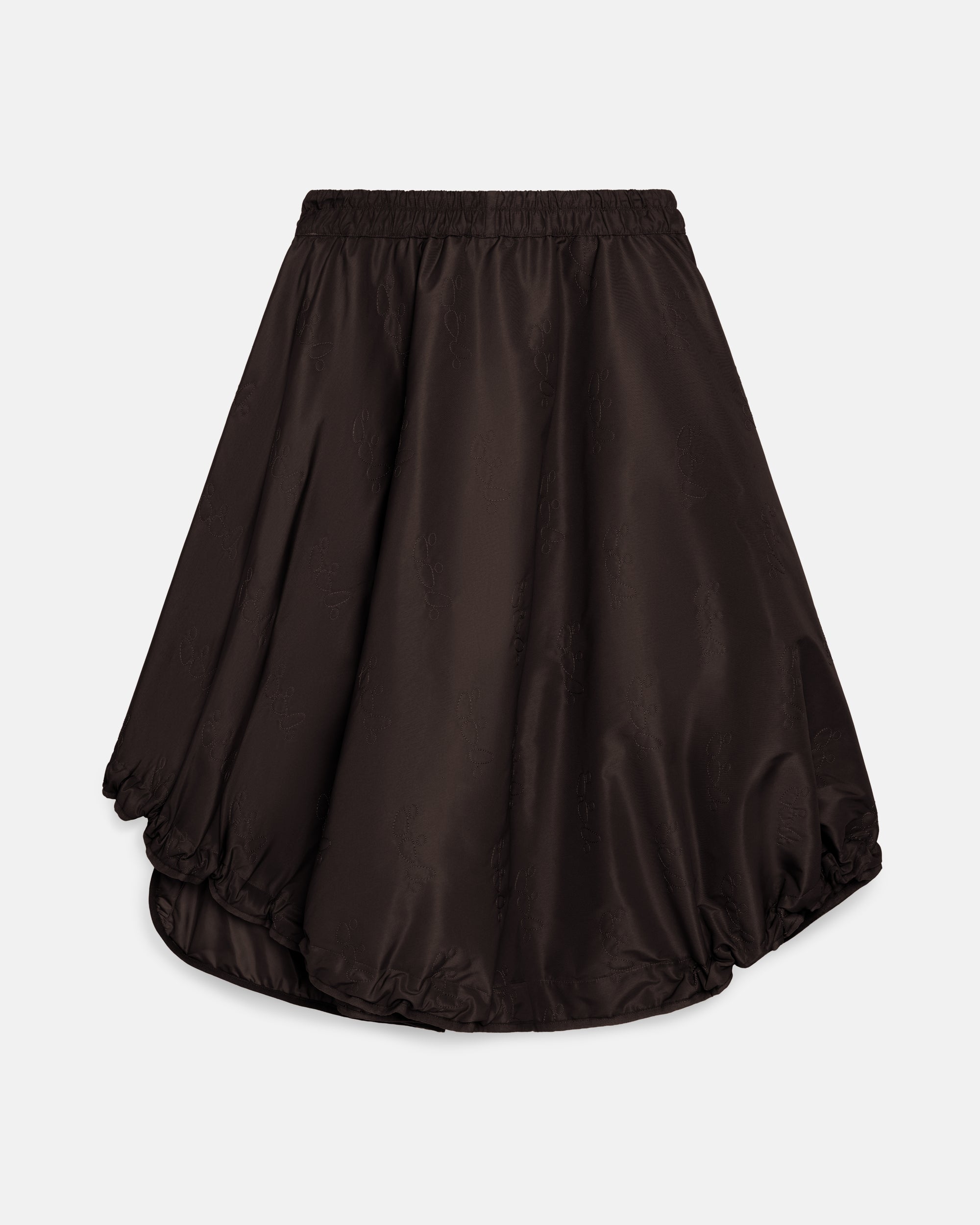 Brown Quilted Puff Skirt