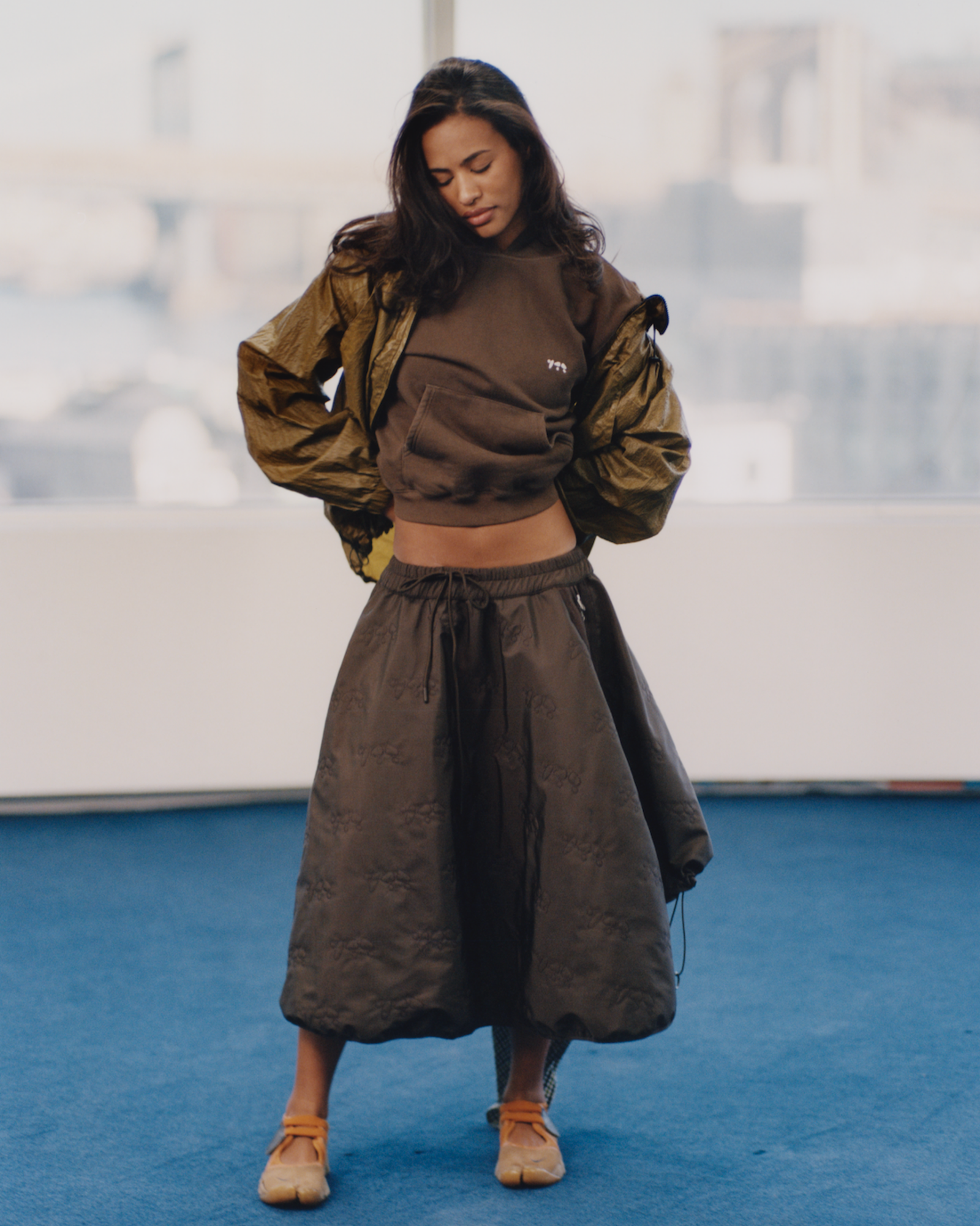 Brown Quilted Puff Skirt